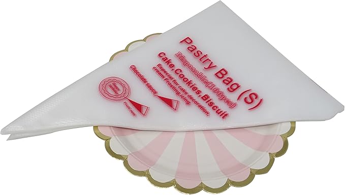 yueton 100-Pack Piping Bags with Non-Slip Grip - Disposable Pastry Bags Cake Decorating Supplies for Baking, Royal Icing & Cupcakes