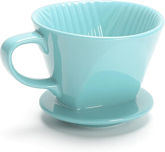 Pour Over Coffee Maker Ceramic, Pour Over Coffee Dripper with Single Hole, Green Slow Filter for Home, Office, Camping, Travel, Gifts