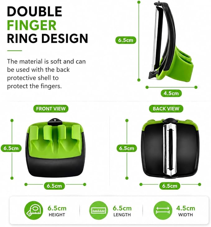 2-Finger Vegetable Peeler – Ergonomic Fruit & Vegetable Peeler with Secure Finger Grip, Sharp Stainless Steel Blade, Easy-Control Kitchen Peeling Tool for Carrots, Potatoes, Cucumbers & More