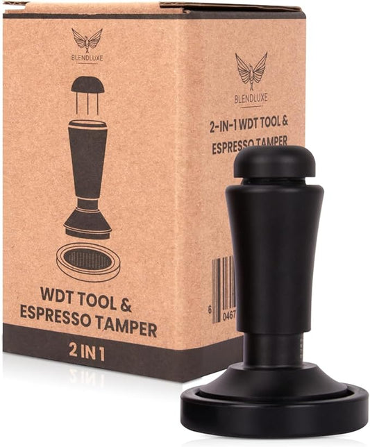2-in-1 Espresso Tamper & WDT Stirrer Tool – 51mm Coffee Tamper with 10 Extra Needles (0.25mm & 0.4mm) – Stainless Steel Dual Sided Distributor for Even Extraction & Barista Quality Espresso (51 mm)