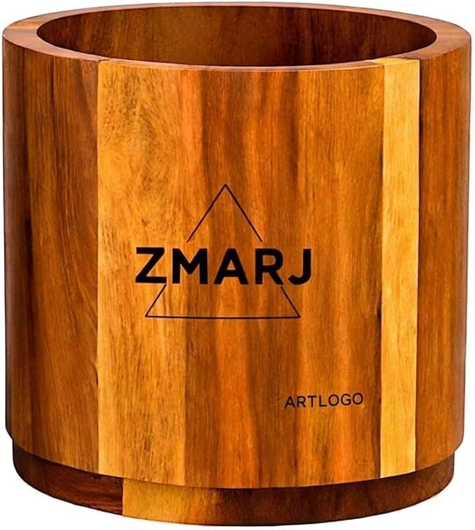 Acacia Wood Utensil Crock Pair With Green Spoon Rest Holder perfect for Kitchen Counter, Rotating 360° Wooden Utensil Holder, Countertop Decor, Utensil Organizer