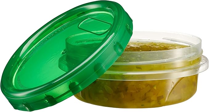 PLASTICPRO 12 Pack Twist Cap Food Storage Containers with Green Screw on Lid- 8 oz Reusable Meal Prep Containers - Freezer and Microwave Safe Green Plastic Food Storage