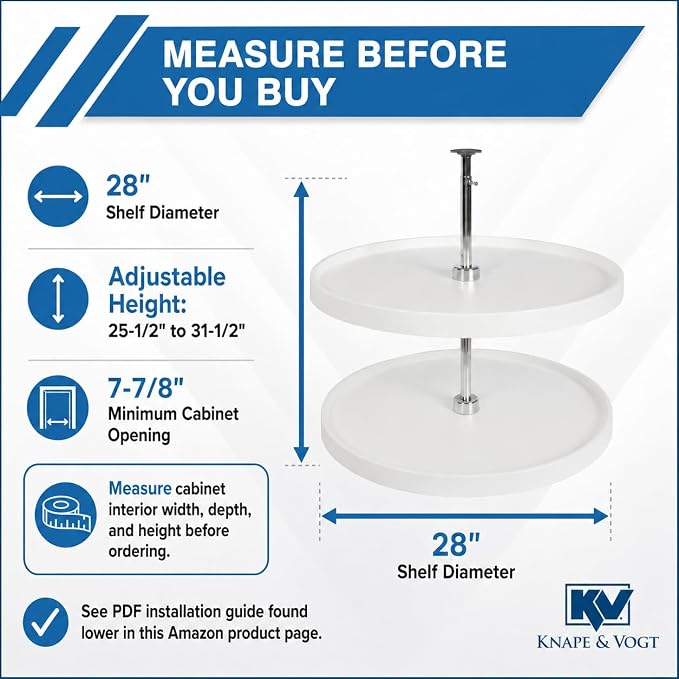 Knape & Vogt 28-In 2-Tier Full-Round Lazy Susan, White