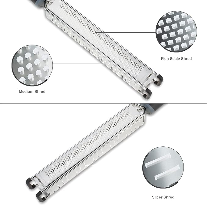 3 in 1 Cheese Grater Zester Citrus Lemon 304 Stainless Steel Zester Versatile Sharp Tool for Parmesan Cheese Ginger Garlic Nutmeg Chocolate Vegetables Fruits 15''