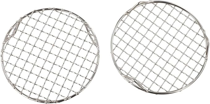 for Round Cooling Rack 2-Pack for Baking and Cooking, for Stainless Steel Wire Grid for Oven, Steamer and BBQ, Easy to Clean, Silver