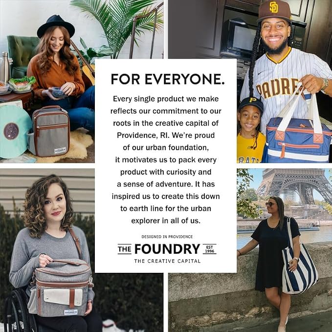 Foundry by Fit + Fresh, Thayer Insulated Lunch Bag with 2 Food Containers & 18oz. Stainless Steel Tumbler, Reusable Lunch Box, Mini Cooler Bag, Perfect for Work, College, Picnics