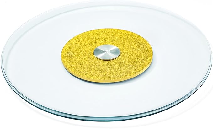 HORV Swivel Turntable Lazy Susan Round Rotating Plate Household TV Swivel Stand Dining Table Tray Spices storage holder Pantry Turntable Organizer Suitable for Countertops Cabinets (Color : Gold, Si