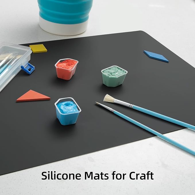 2 Pack Silicone Mats for Kitchen Counter, Treerit 23.62" x 15.75" Thick Large Silicone Mat, Nonskid Heat Resistant Countertop Protector, Easy to Clean, Black