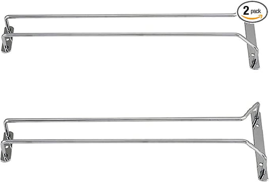 TrueCraftware- 24-Inch Wine Glass Rack Chrome Finish Set of 2- Stemware Rack Wire Hanging Rack Under Cabinet Wine Glass Stemware Holder Storage Hanger Organizer for Kitchen and Bar