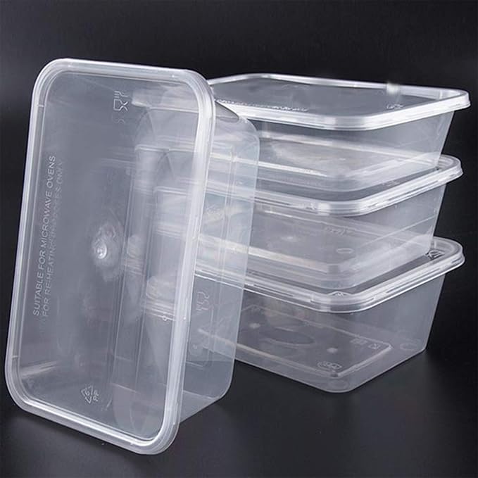 HOMEE Meal Prep Containers, 50 Pack- 26oz Plastic Storage Food Containers with Lids, Bento Box Reuse, Refrigerator Safe, Microwave, Dishwasher Safe, Gift for Mother's Day (White)