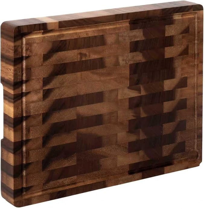Walnut Wood Cutting Board 17x13x1.2'', Butcher Block Wooden Cutting Boards for Kitchen, Premium Walnut Cutting Board with Juice Groove, End Grain Cutting Board with Built-in Handle