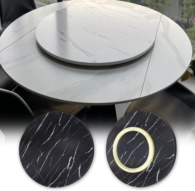 50-100cm Large Turntable Rotating Lazy Susan For Kitchen Dining Table Tabletop, Wooden Round Swivel Tray Smooth Easy To Clean, 360°, For Place Tableware, Partake Of Some Food (Color : Black, Size :