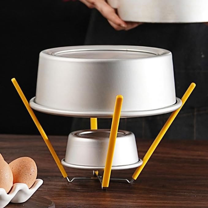 2pcs Inverted Cake Cooling Rack for Chiffon Cake 5-9 Inch Mold Stainless Steel Silicone Feet Baking Cooling Stand Holder for Home Kitchen
