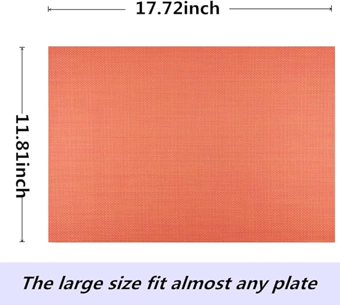 WAZAIGUR Placemats,Easy to Clean Crisscross Woven Vinyl Place Mats Durable Non-Slip Heat Resistant Table Mats,Placemats for Kitchen Table (Orange, 4)