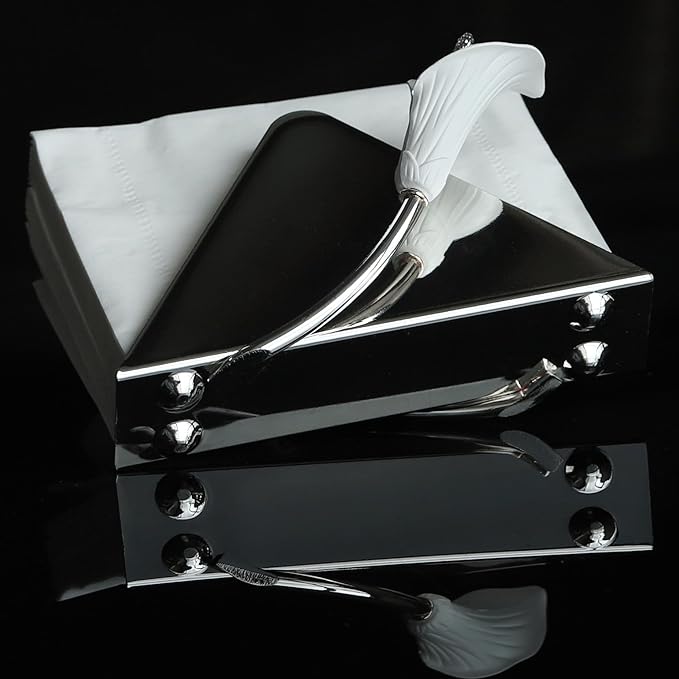 Luxurious Napkin Holder for Table – Silver Iron Upright Napkin Dispenser for Paper Napkins, Napkin Dispenser for Kitchen Dining, Cocktail Picnic Bar Modern Kitchen and Dining Decor﻿