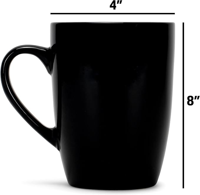 Elanze Designs Color Pop Blue Black Exterior 16 ounce Glossy Ceramic Mugs Matching Set of 4
