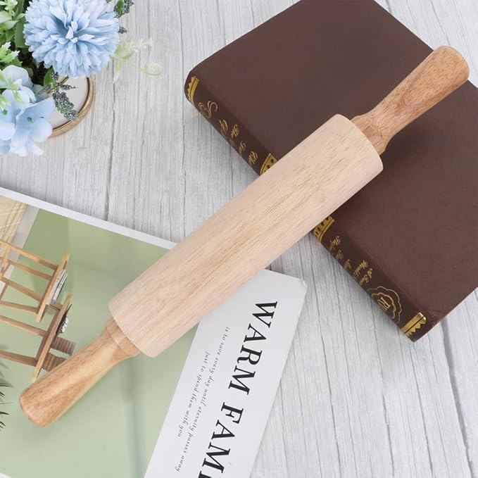PRETYZOOM Wooden Rolling Pin 10.82In Dough Pastry Roller for Fondant Cake Noodle Baking Kitchen Supplies Small Size for Home and Professional Use