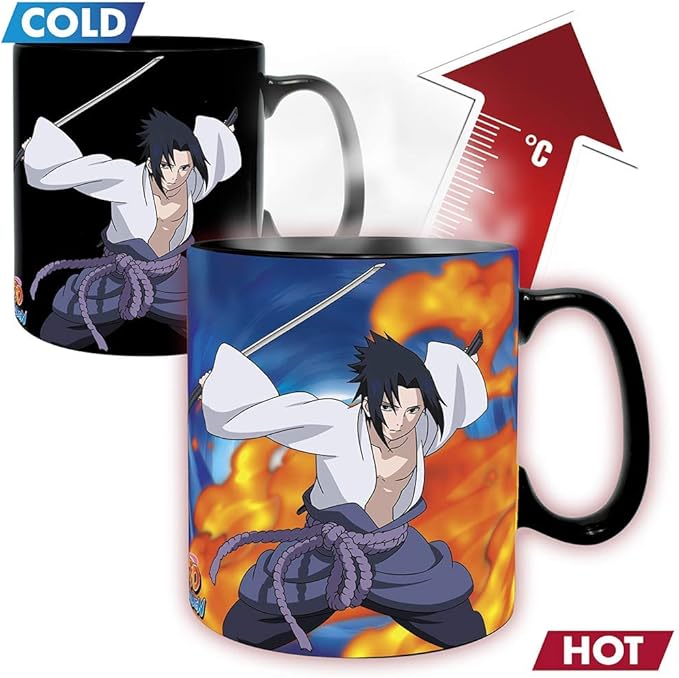ABYSTYLE Naruto Shippuden Naruto and Sasuke Heat Change Mug and Coaster Gift Set Anime Manga Drinkware Merch