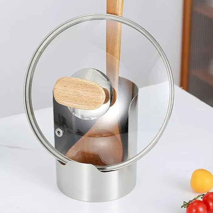 Multi-functional Kitchen Utensil Holder,Stainless Steel Organizer, Vertical Utensil Countertop Holder & Pot Lid Rest Stand for Kitchen RV Campers Homes