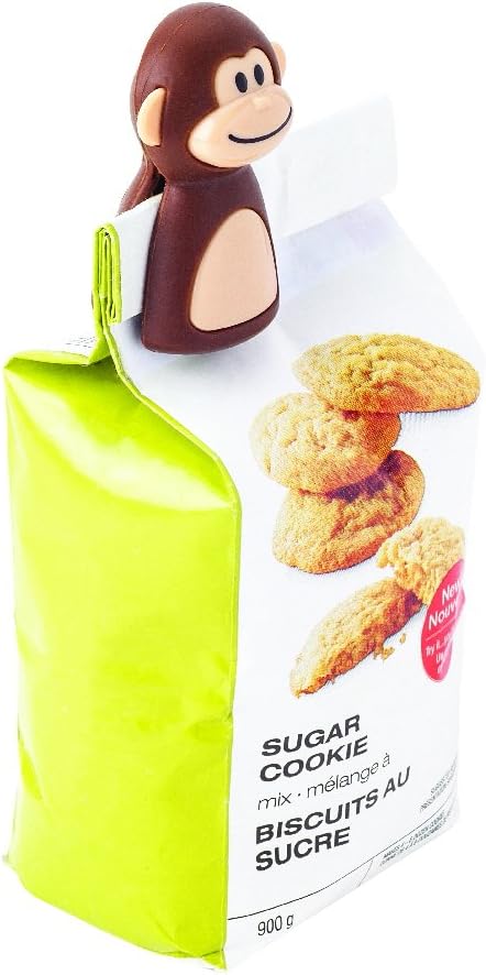 MSC International 77729 Joie Monkey Bag Clips, Set of 2, 2.75 1.75 x 1.5-Inches, BSG, Brown