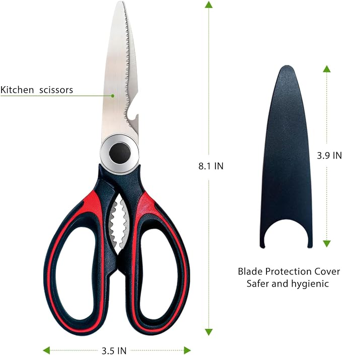 Kitchen Scissors 2 Pack Kitchen Shears All Purpose Heavy Duty Dishwasher Safe Multipurpose Utility Sharp Scissors for Food, Meat, poultry, Vegetable