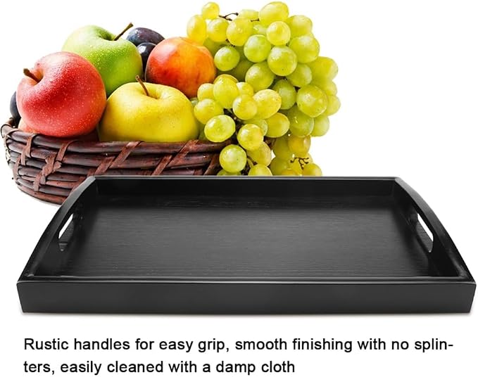 14 Inches Large Wooden Serving Tray with Handle Multipurpose Smooth Finish Tea Coffee Snacks Breakfast Tray for Home Office