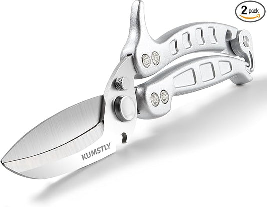 Kitchen Scissors All Purpose Kitchen Shears Heavy Duty for Cutting Chicken, Turkey, Meat, Bones, Vegetables Stainless Steel Spatchcock Shears Multipurpose Food Scissors (Grey)