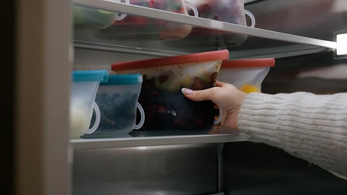 GripStic Steam + Store Bags, Reusable Silicone Bags. Microwave Safe Food Storage Bags for Steaming & Reheating and Storing, BPA Free – Set of 3