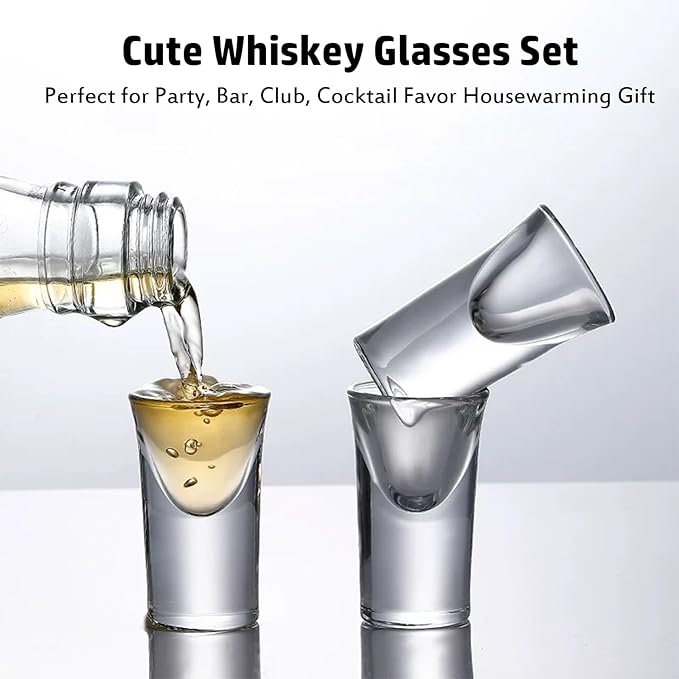 Mini Shot Glasses Set of 6, 0.5oz/15ml Clear Small Bullet Cups with Heavy Base, Cute Whiskey Glassware Cups for Vodka Whiskey Liqueurs Tequila Soju Espressos, Perfect for Party, Bar, Club, Cocktail