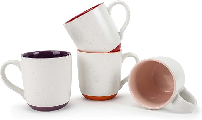 Elanze Designs Typewriter Speckled Warm Assorted 13 ounce Ceramic Coffee Mugs Set of 4