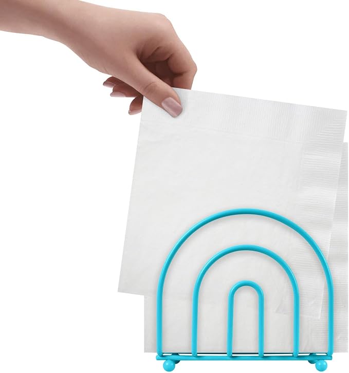 Blue Donuts Turquoise Arc Collection Napkin Holder – Napkin Holders for Tables, Modern Napkins Holder, Dining Table Napkin Holders for Kitchen,