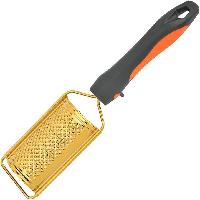 Professional Cheese Grater with Anti-Slide Handle, Gold Stainless Steel Cheese Grater Handheld, Grater Hand Crank, Practical Kitchen Gadgets, Graters for Cheese, Chocolate, Spices (Short)