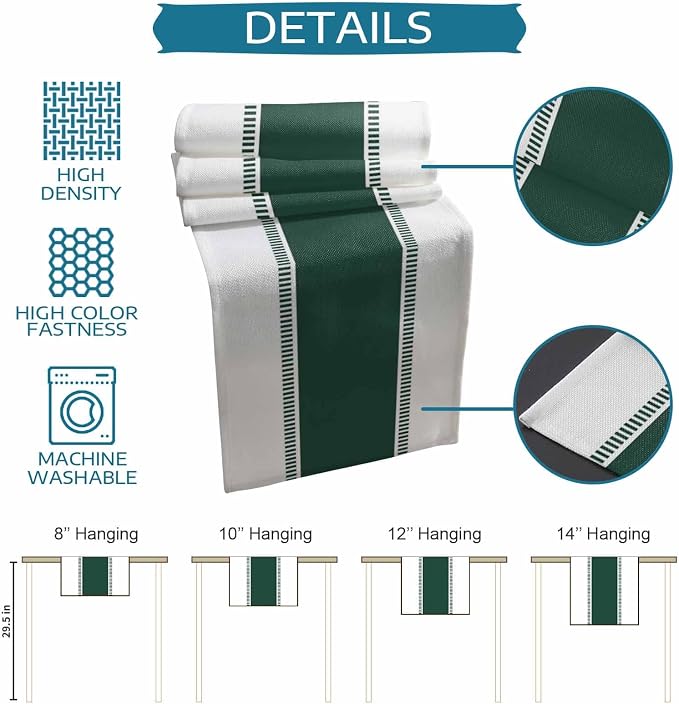 Farmhouse Green Table Runners 108 inches Long, Stripes Decortaive Table Runner Dresser Scarves,Non Slip Modern Table Runner Cover for Kitchen Dining Coffee Table Holiday Party Wedding