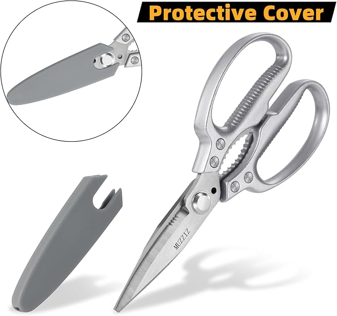 Heavy Duty Scissors,All Purpose Utility Scissors,Stainless Steel Blade with Small Serrations， Metal Handle Shears for Home,Office,Easy Cutting Cardboard,Fabric,Leather,Wires,Carpet and Rope