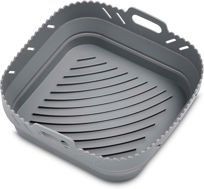 HIC Kitchen Collapsible Square Air Fryer Liner, Reusable, European-Grade Silicone, Fits 5 to 7-Quart Air Fryer Baskets