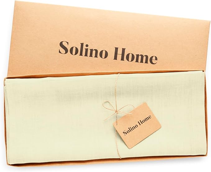 Solino Home Linen Table Runner 36 Inches - 100% Pure Linen Creamy Ivory Table Runner 14 x 36 Inch Ideal for Dresser and Coffee Tables - Spring, Summer - Diana Medium Weight