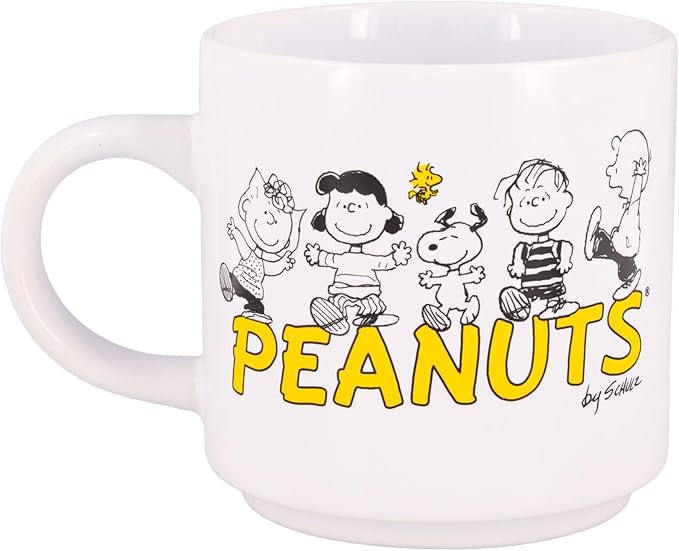 Peanuts Comic Panels 2-Piece Ceramic Stackable Mug Set | Coffee Cups For Beverages | Each Holds 13 Ounces