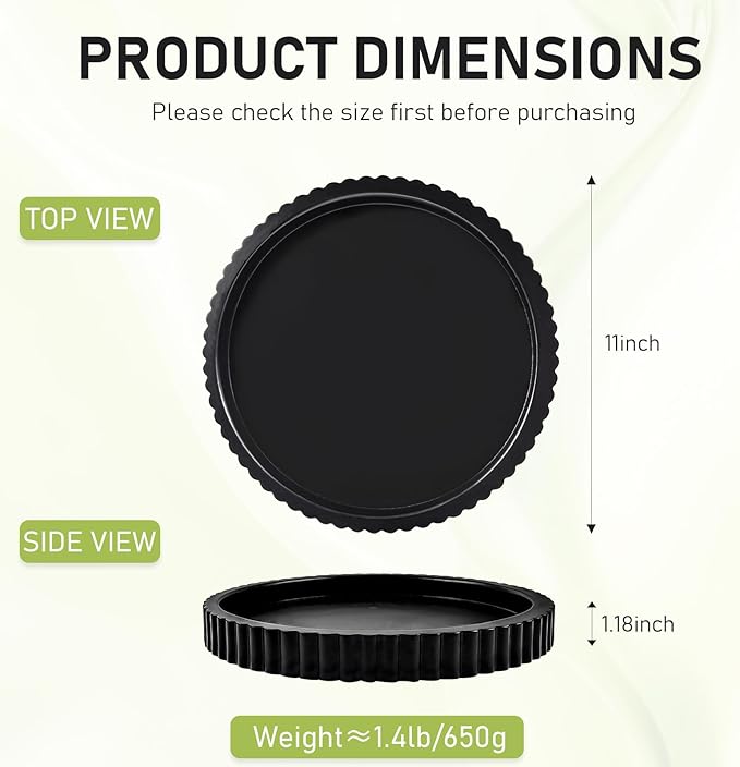 MTOPHLSBlack Wood Decorative Serving Tray for Coffee Table Decor, 11 Inch Wooden Round Candle Holder Plate for Kitchen, Living Room, Home Decor