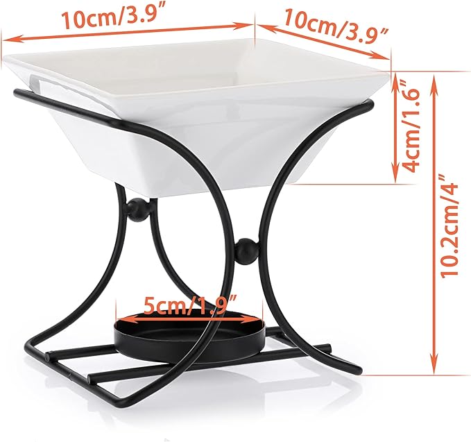 JuxYes Metal Tealight Scented Wax Melts Warmers Fragrance Oil Diffuser Burner, Ceramic Tealight Candle Oil Burner Warmer Aromatherapy Wax Candle Tart Warmer Diffuser for Home Bedroom Décor