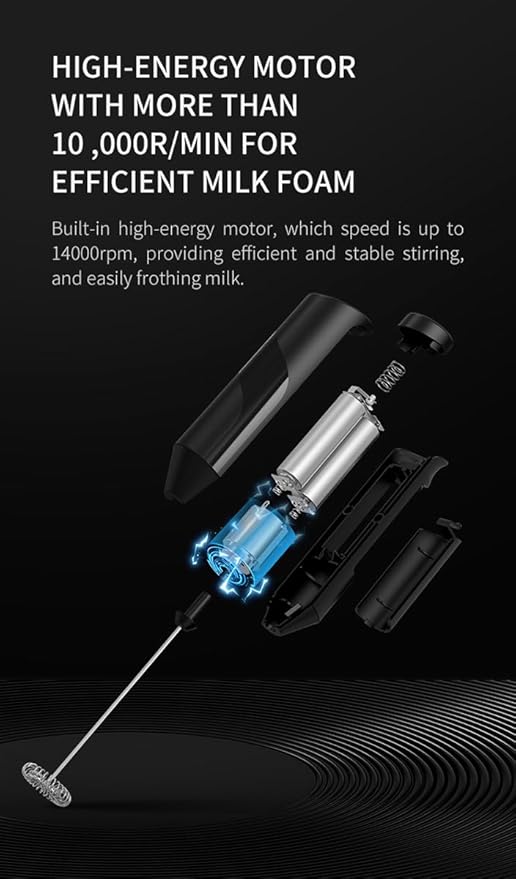 Handheld Milk Frother Wand - Electric Whisk Frother for Coffee Battery Operated - Drink Stirrer Electric Frothers Handheld - Drink Mixer - Coffee Mixer Wand