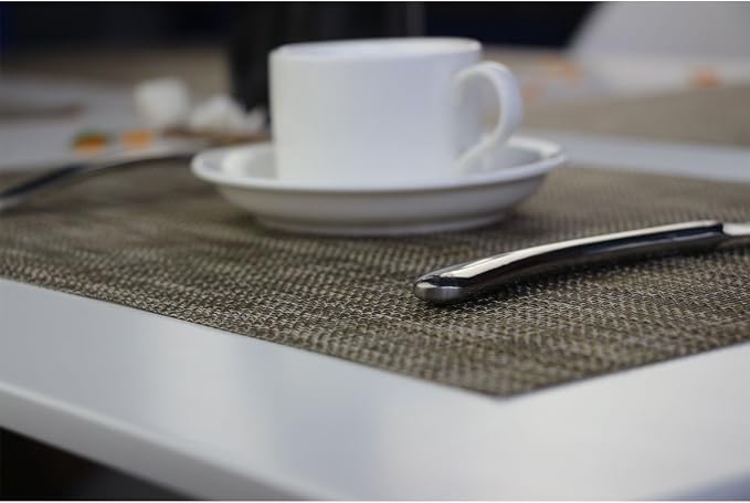 Placemats Place Mats Indoor Set of 6 Washable Easy to Clean PVC Placemat (Placemats Set of 6, Camel)