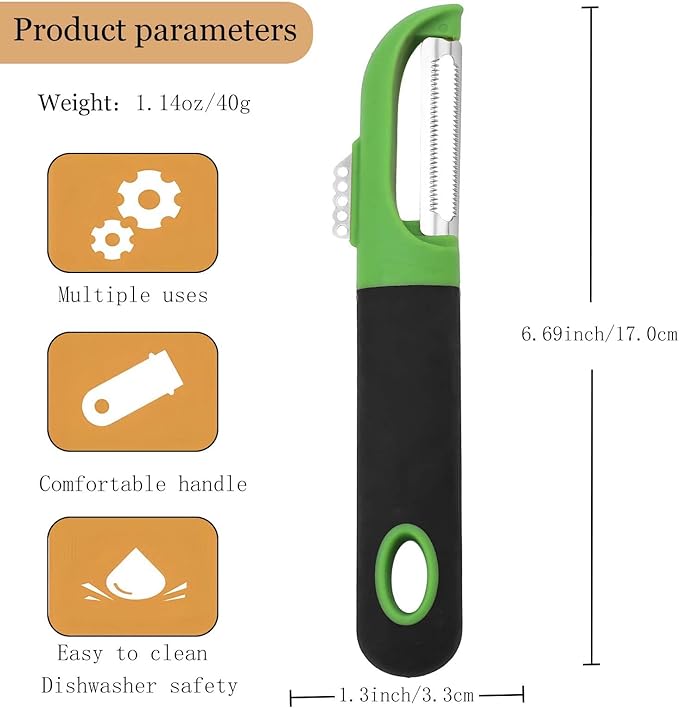 Swivel Vegetable Peeler, Ultra Sharp Stainless Steel Fruit Peeler with Ergonomic Non-Slip Handle, Multifunctional Kitchen Peeler for Potato Carrot Apple Orange Citrus, Dishwasher Safe