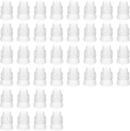 40 PCS Piping Bag Couplers for Icing Nozzles, Plastic Standard Coupler Small Couplers for Piping Bags Cake Decorating Coupler Transparent Tip White Pastry Bag for Icing Nozzle