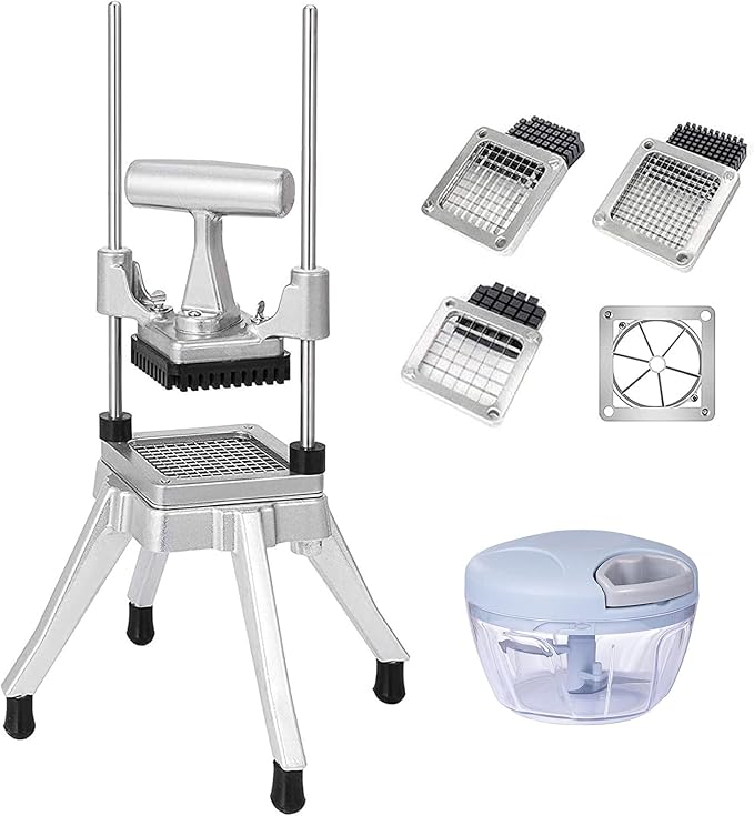 Commercial Vegetable Fruit Chopper W/6-Wedge Slicer&1/4″&3/8″&1/2" Blade Professional Food Dicer French Fry Cutter Stainless Steel Onion Slicer For Tomato Peppers Potato Mushroom