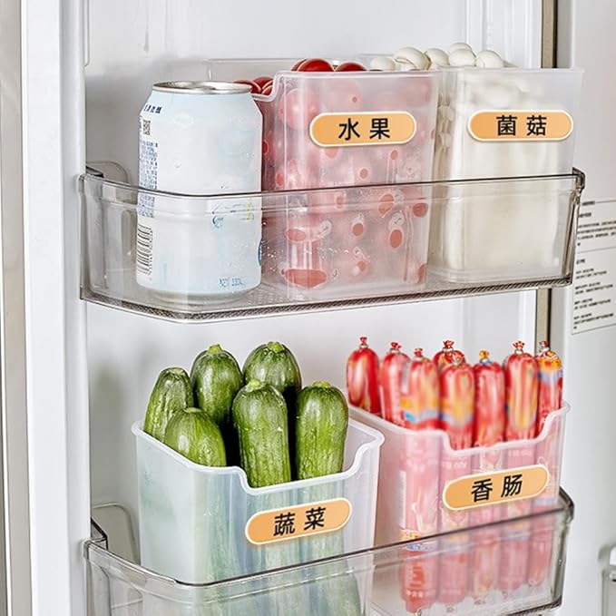 Crystal Clear Freezer Storage Bins, 4 Pack Clear Plastic Bins for Refrigerator and Pantry,Freezer Organizer Bin,Stackable Kitchen Cabinet Organizer with Handles,for Frozen Food,Meat & Veggies