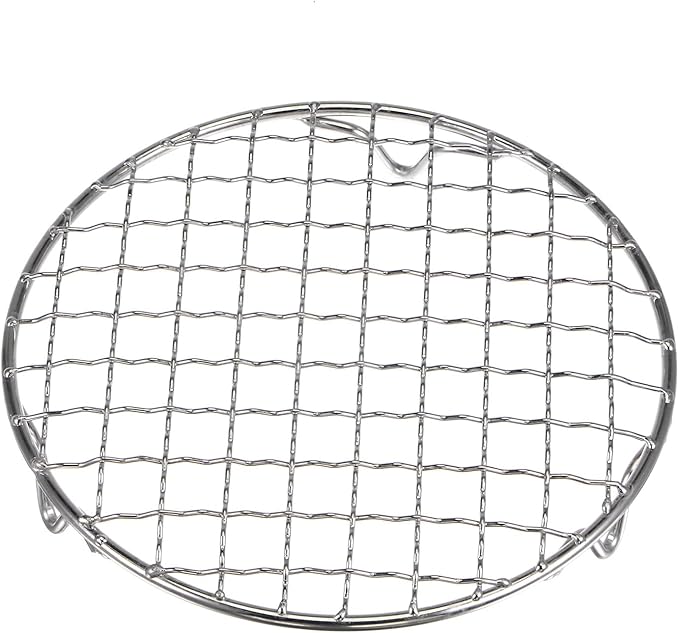 HARFINGTON Round Cooking Rack 6-inch 201 Stainless Steel Cross Wire Barbecue Grill Net with 20mm Legs for Cooking Baking Steaming BBQ