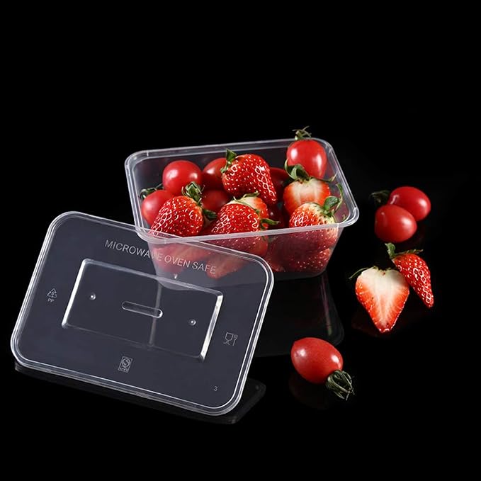 HOMEE Meal Prep Containers, 50 Pack- 26oz Plastic Storage Food Containers with Lids, Bento Box Reuse, Refrigerator Safe, Microwave, Dishwasher Safe, Gift for Mother's Day (White)