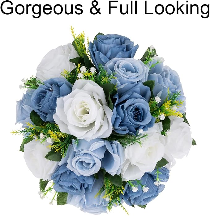 Flower Centerpieces for Wedding Tables: Wedding Table Decorations Dusty Blue & White Flower Balls Centerpieces for Engagement Cerebration Party Center Pieces 6 Packs