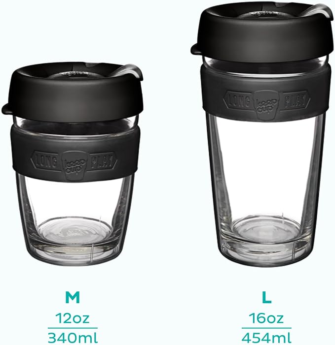 KeepCup Longplay - Reusable Coffee Cup, Double Wall Glass with Removable sleeve and splashproof sipper lid - 12oz/340ml - Matcha