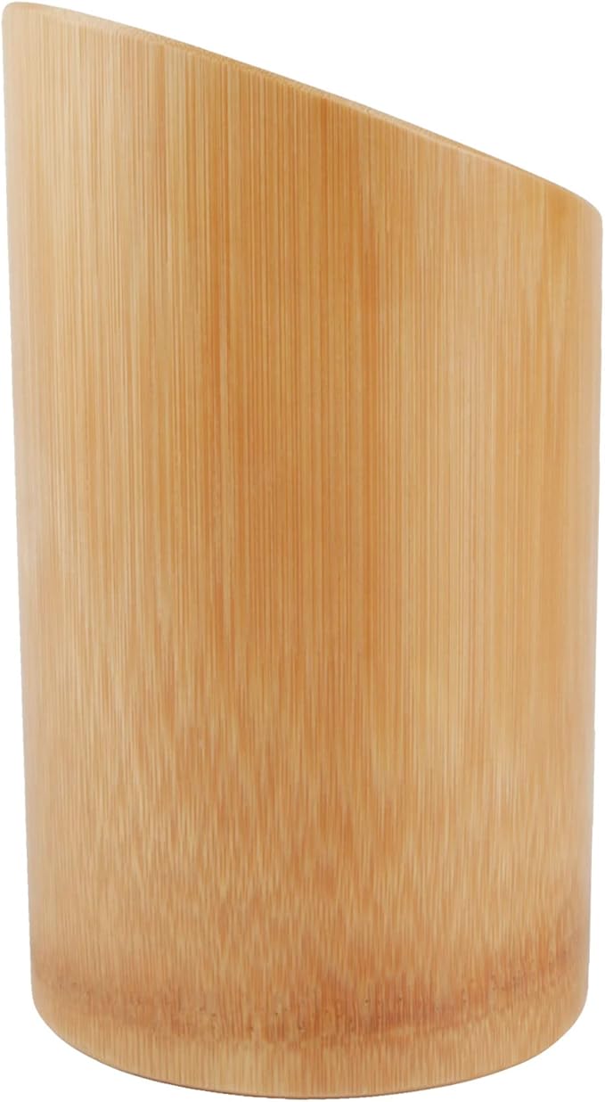 BambooMN Bamboo Kitchen Utensil Holder for Countertop with 8 Piece Utensil Set